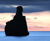 De beroemde vinger van God in de Benirras baai, Ibiza